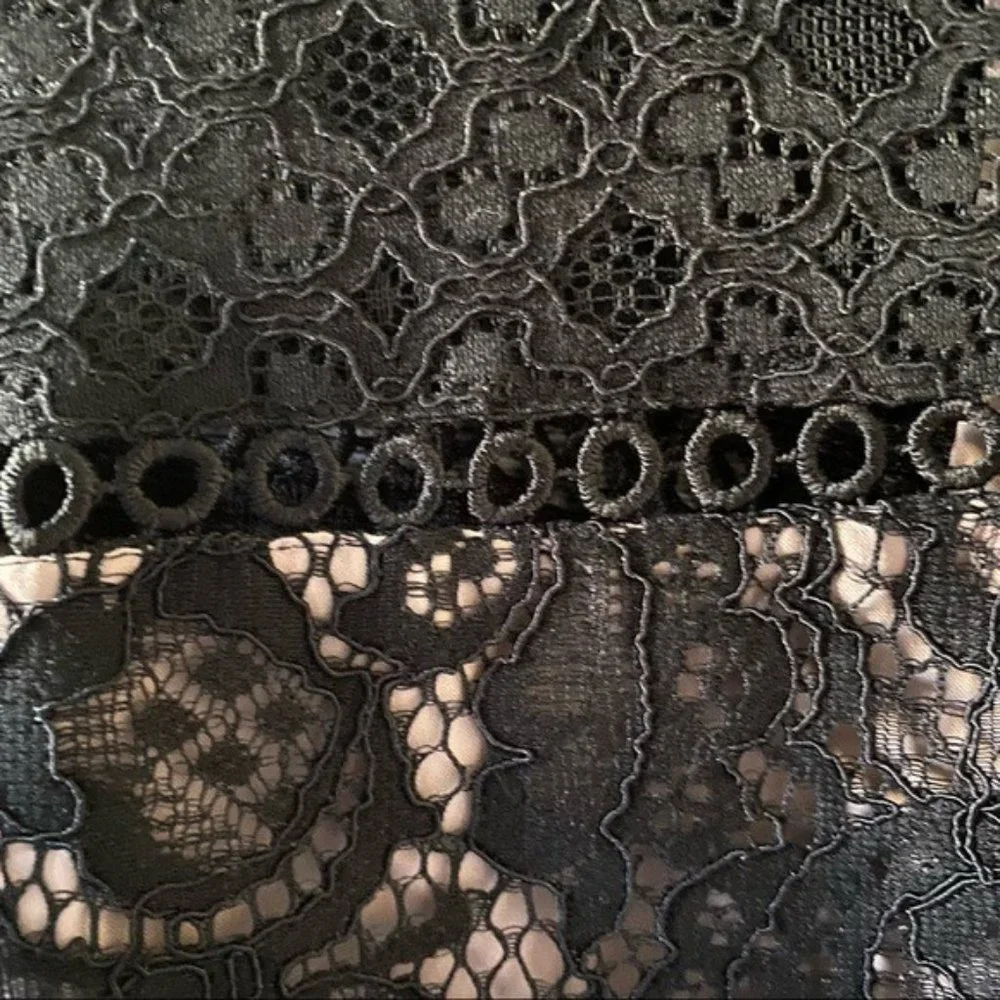 LOFT Cold-Shouldered Black Lace Lined‎ Dress Size 8